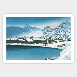 Dawn Snow at the Port of Ogi by Kawase Hasui Sticker